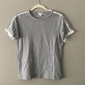 NWT Embroidered trim tee